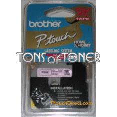 Brother ME21 Genuine Black on Metallic Pink Tape

