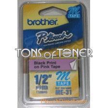 Brother ME31 Genuine Black on Metallic Pink Tape
